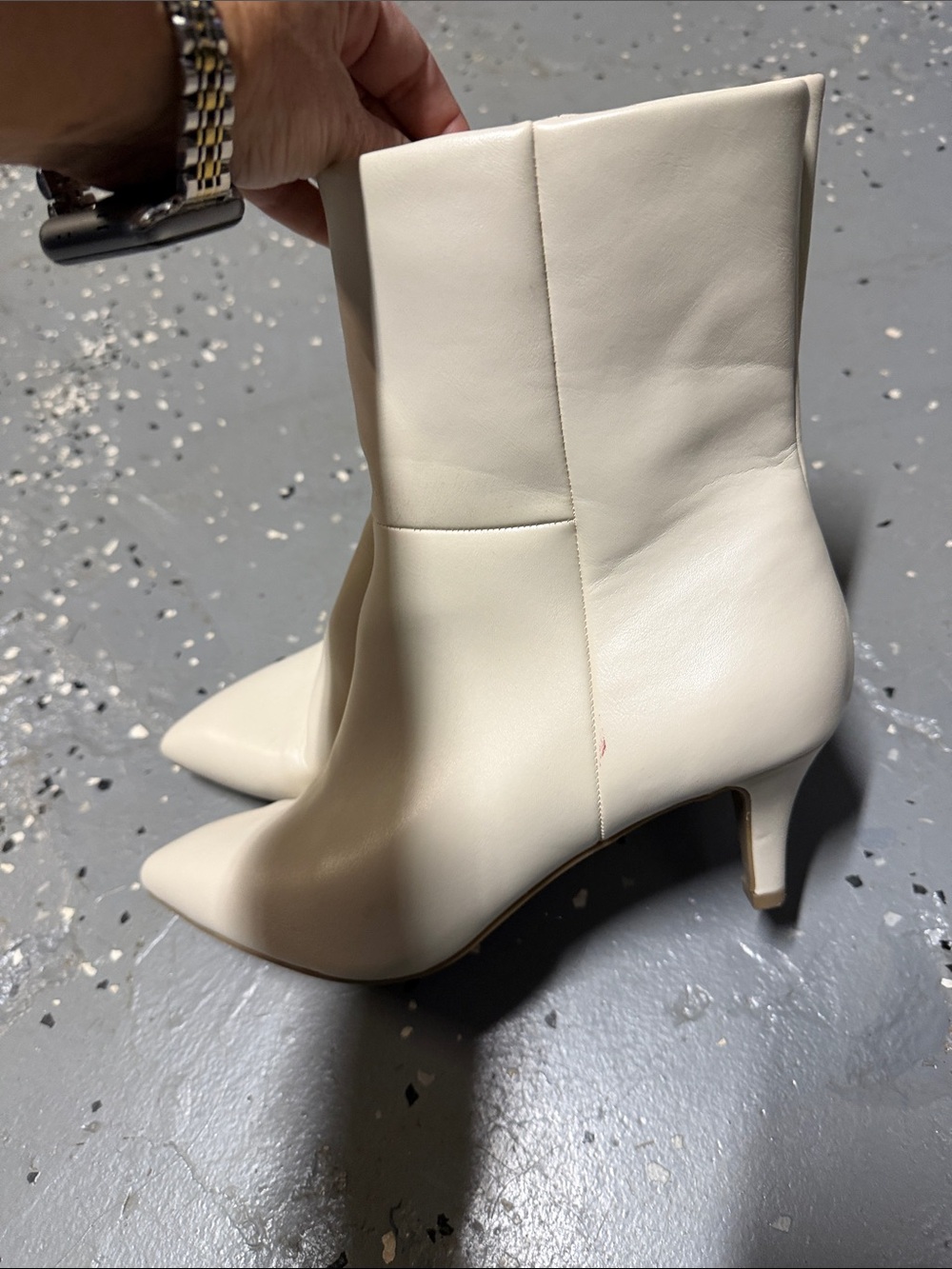 Dolce Vita Cream Pointed Toe Mid-Calf Heeled Boots - Picture 2 of 8